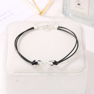 Retro Simple Bo Miya Wind Double -layer Design Black Rope with Lucky Digital 8 Extraordinary Foot Chain