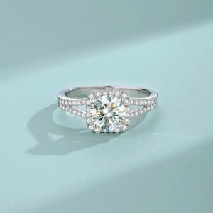 S925 Sterling Silver Moissanite Square Ring